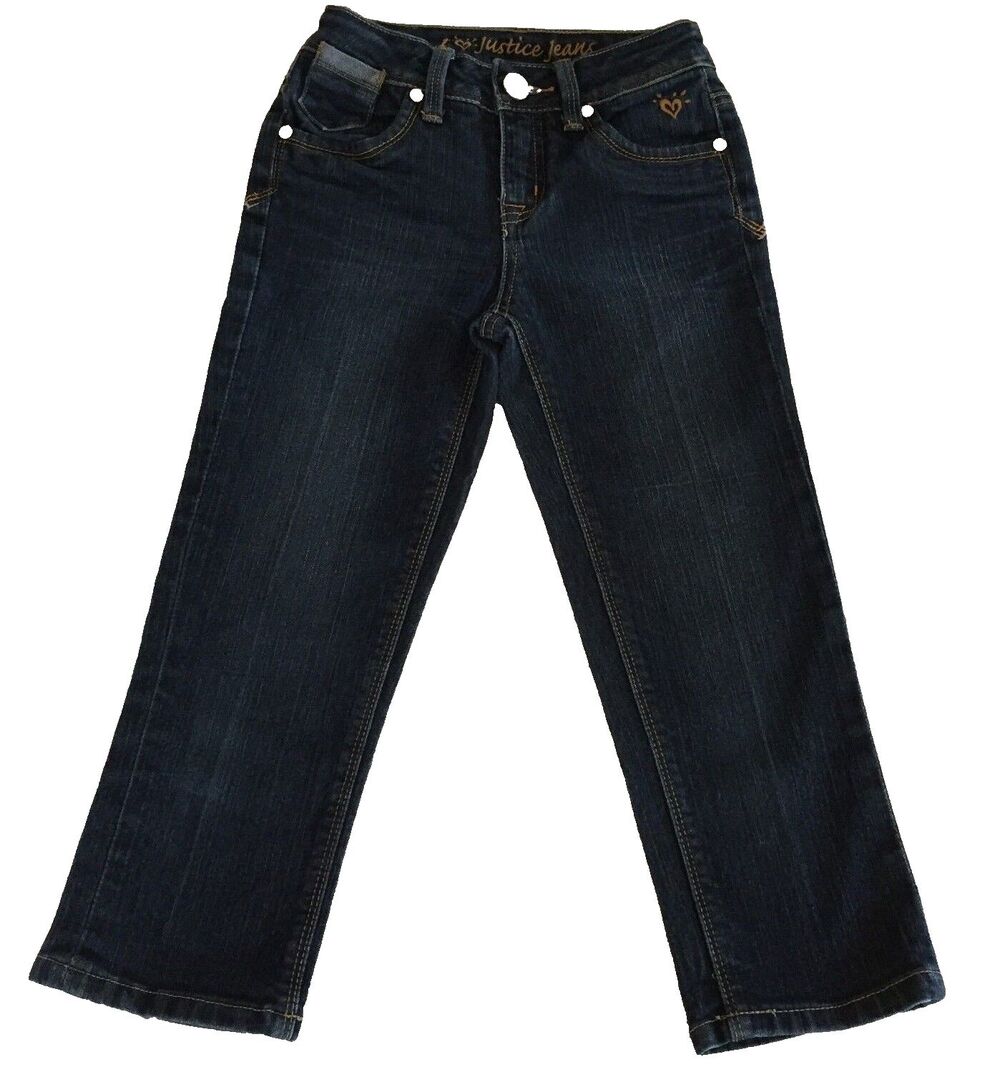 Justice Girls Straight Leg Dark Wash Blue Jeans Size 10 S
